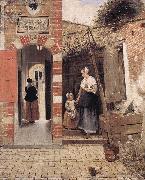 HOOCH, Pieter de The Courtyard of a House in Delft dg oil painting on canvas